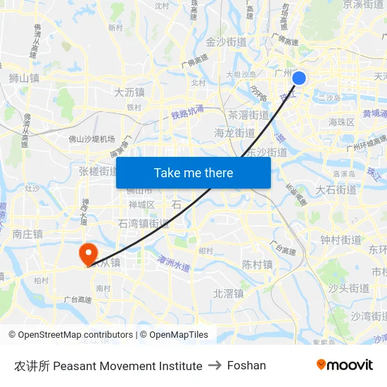 农讲所 Peasant Movement Institute to Foshan map
