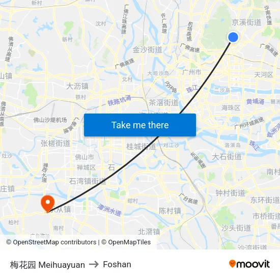 梅花园 Meihuayuan to Foshan map