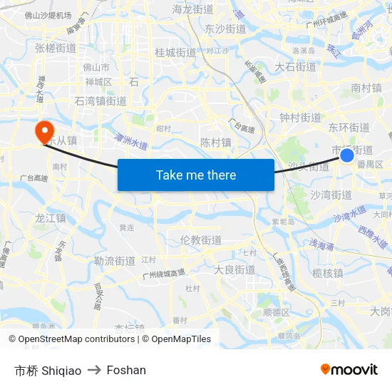 市桥 Shiqiao to Foshan map