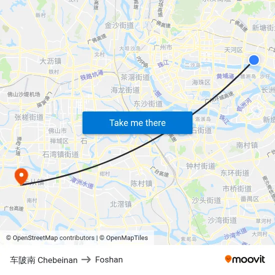 Chebeinan to Foshan map
