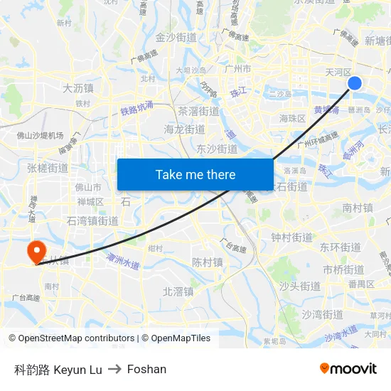 Keyun Road to Foshan map