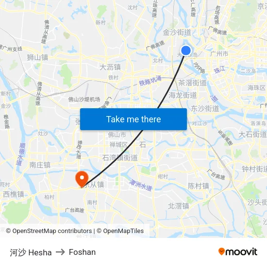 Hesha to Foshan map