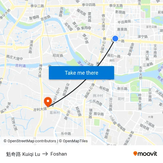 Kuiqi Road to Foshan map