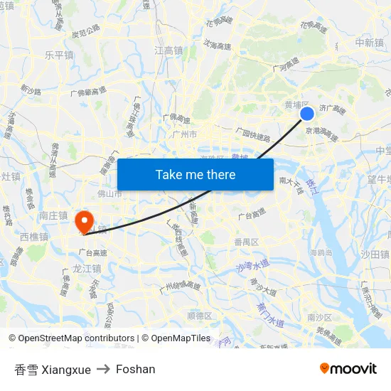 香雪 Xiangxue to Foshan map