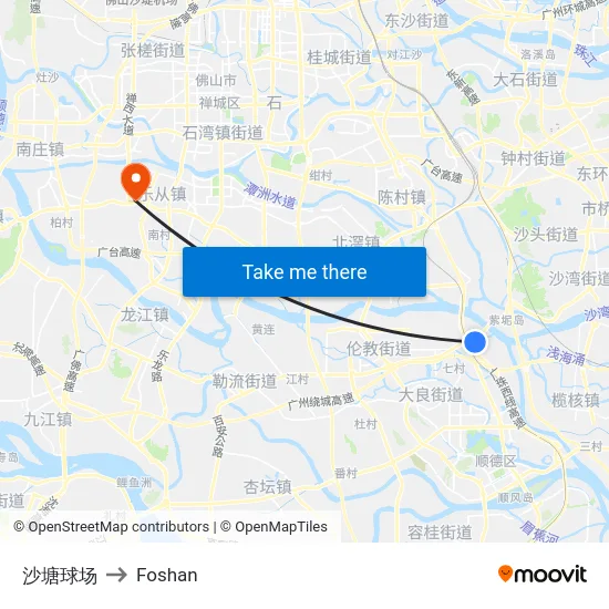 沙塘球场 to Foshan map