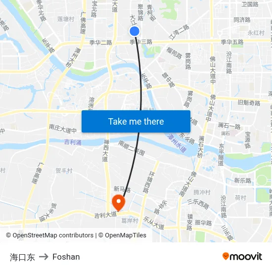 海口东 to Foshan map