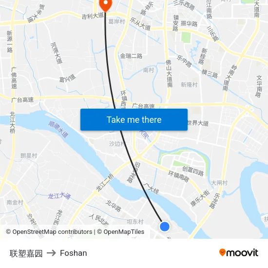 Liansu Jiayuan to Foshan map