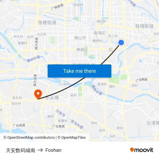 天安数码城南 to Foshan map
