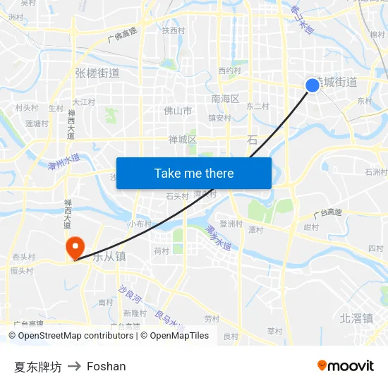 Xiadong Archway to Foshan map