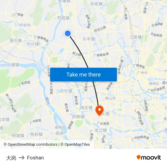 Dagang to Foshan map