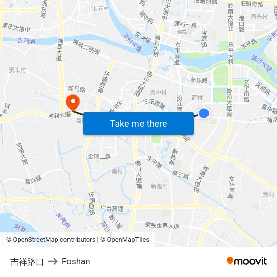 Jixiang Road Junction to Foshan map