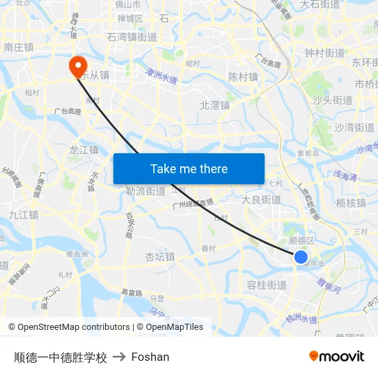 Shunde No. 1 Middle School Desheng Campus to Foshan map