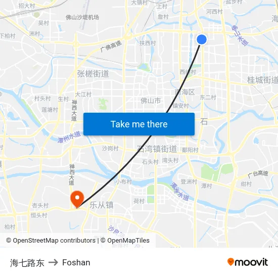 Haiqi Road East to Foshan map