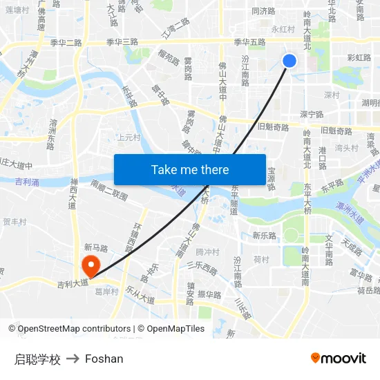 Qicong School to Foshan map