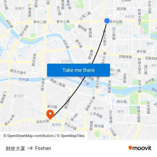 财政大厦 to Foshan map