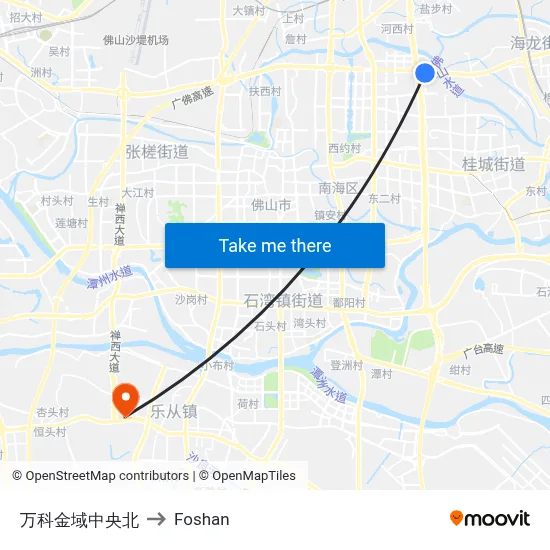 Vanke Jinyu Central North to Foshan map