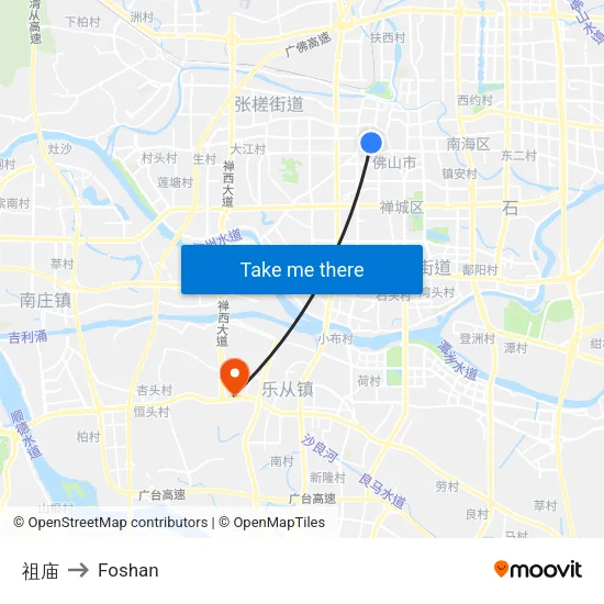 祖庙 to Foshan map