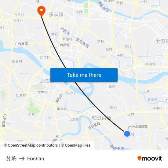 莲塘 to Foshan map