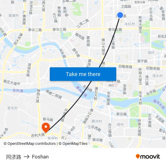 同济路 to Foshan map