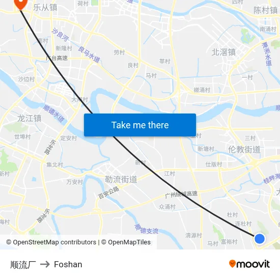 顺流厂 to Foshan map