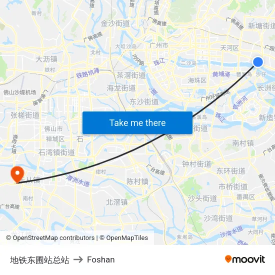 Metro Dongpu Station Terminal to Foshan map