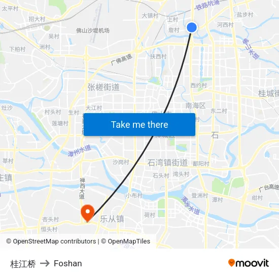Guijiang Bridge to Foshan map
