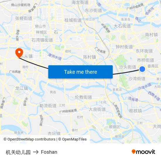 Government Kindergarten to Foshan map