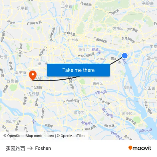Jiaoyuan Road West to Foshan map