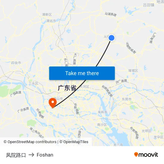 Fengyuan Road Junction to Foshan map