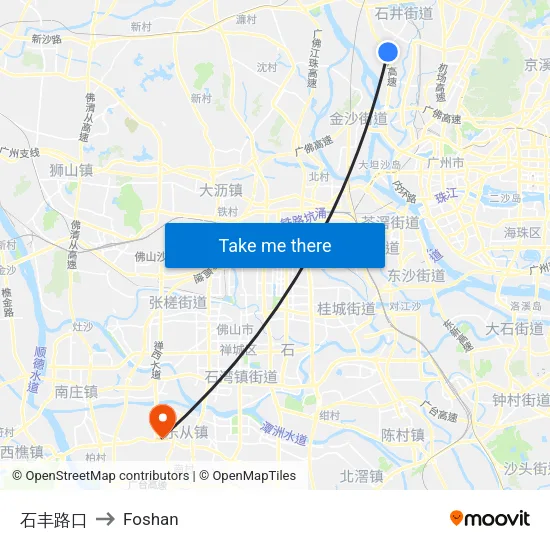 Shifeng Intersection to Foshan map