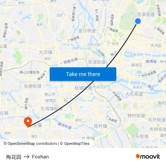 Plum Blossom Garden to Foshan map