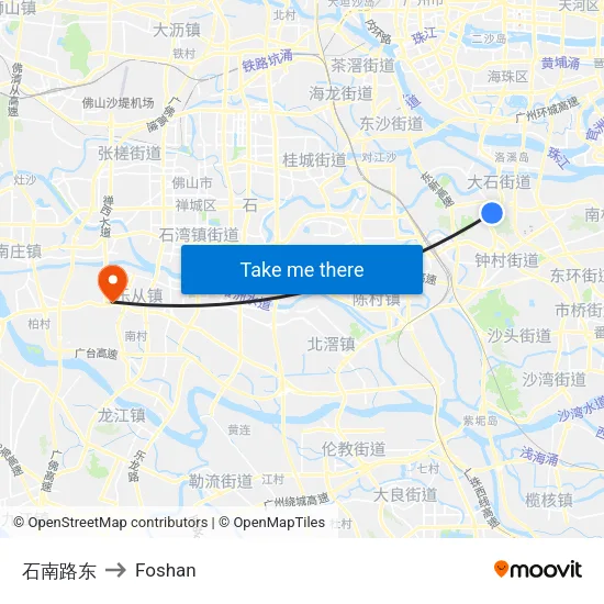 Shinan Road East to Foshan map