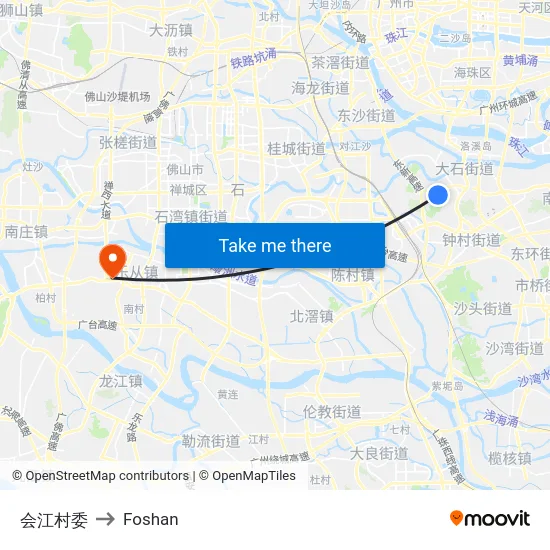 会江村委 to Foshan map