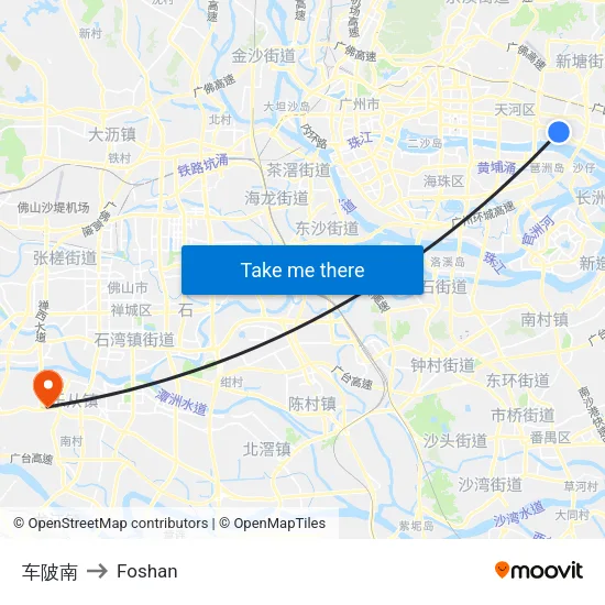 车陂南 to Foshan map