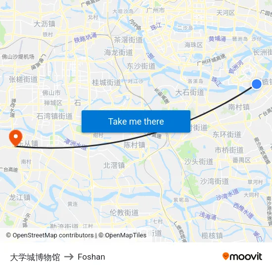 University City Museum to Foshan map