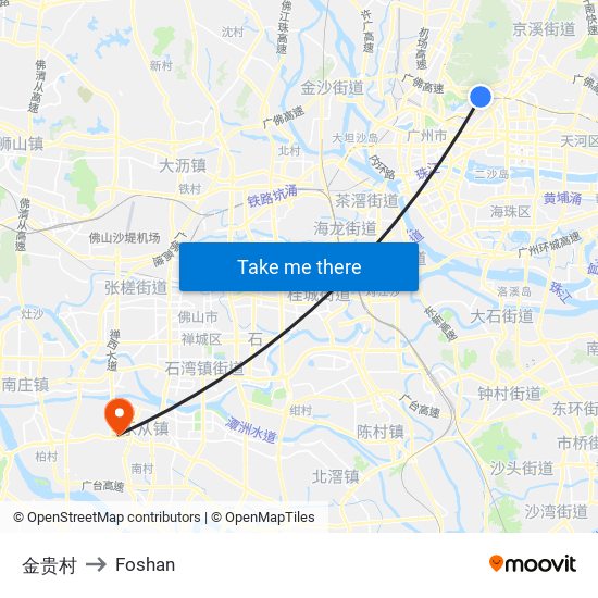 金贵村 to Foshan map