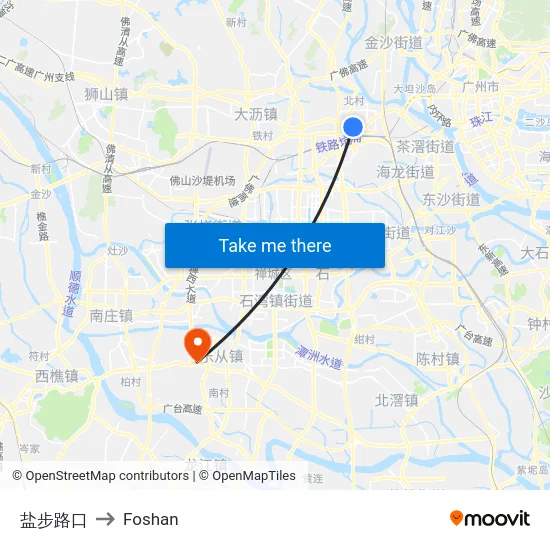 盐步路口 to Foshan map