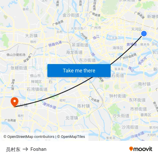 员村东 to Foshan map