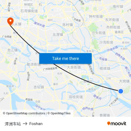 Tanzhou Station to Foshan map