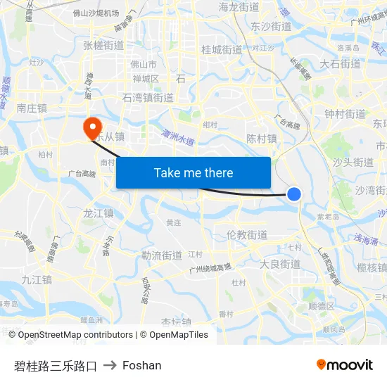 碧桂路三乐路口 to Foshan map