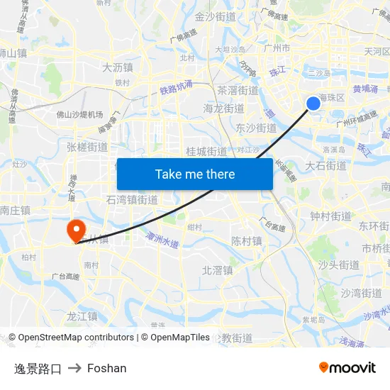 Yijing Road Junction to Foshan map