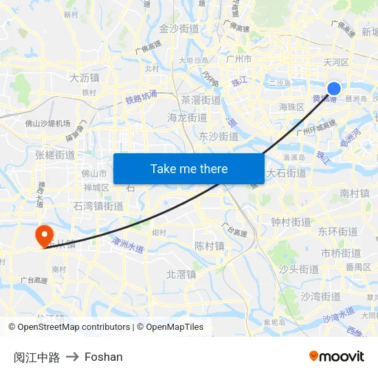 阅江中路 to Foshan map