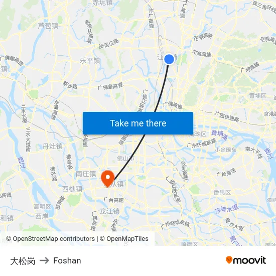 大松岗 to Foshan map