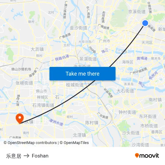 Leyi Residence to Foshan map
