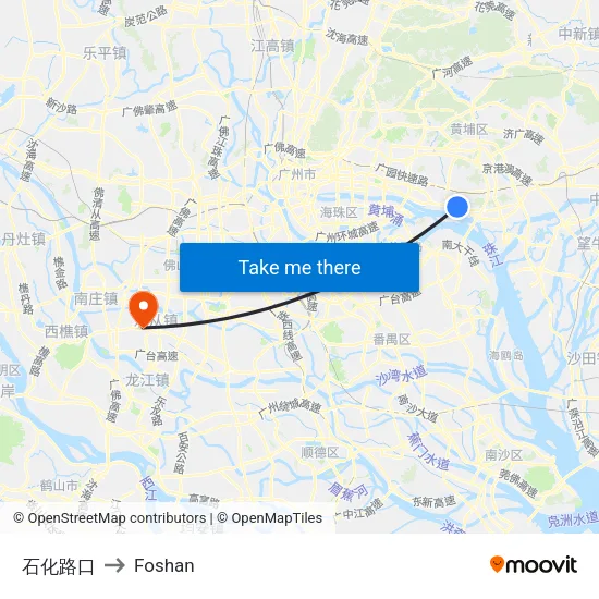 Shihua Intersection to Foshan map