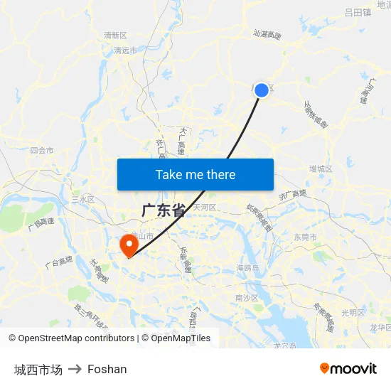 Chengxi Market to Foshan map