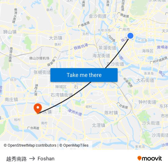 越秀南路 to Foshan map