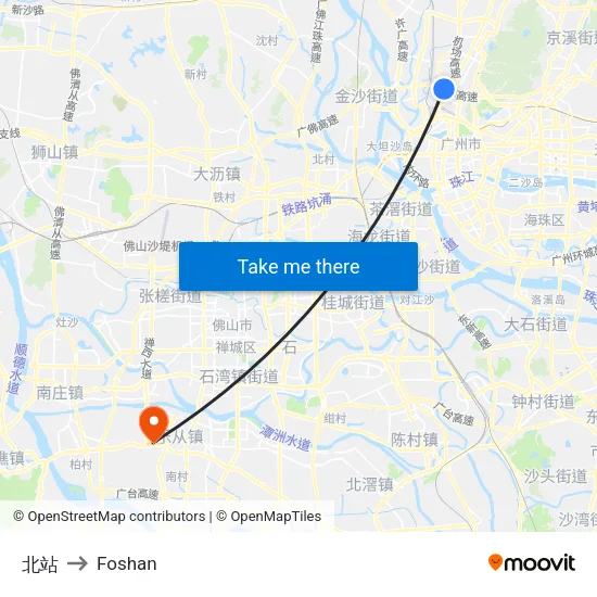 North Station to Foshan map