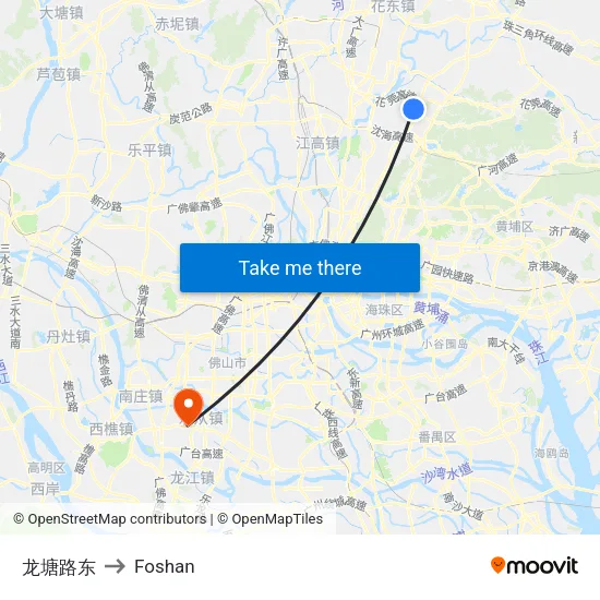 Longtang Road East to Foshan map