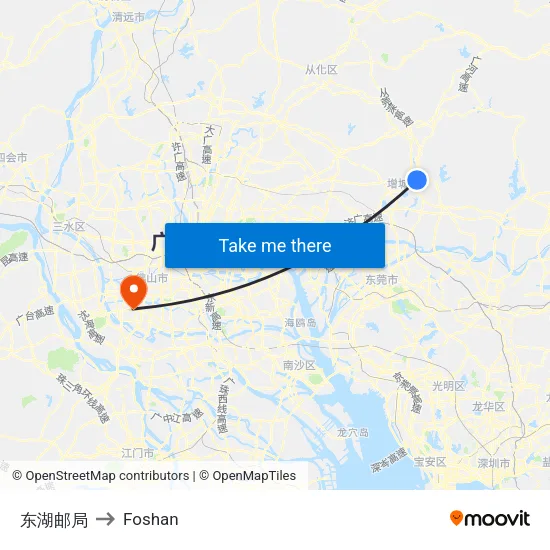 Donghu Post Office to Foshan map